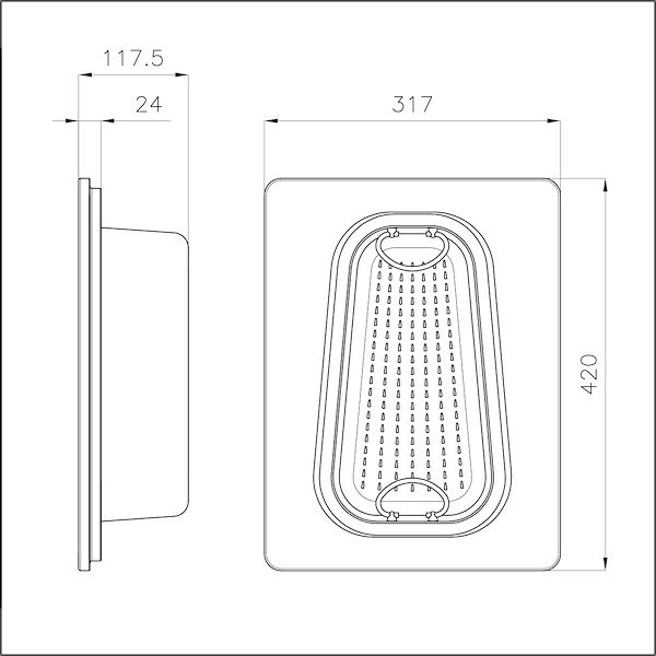 Iroko-wood chopping board with stainless steel colander