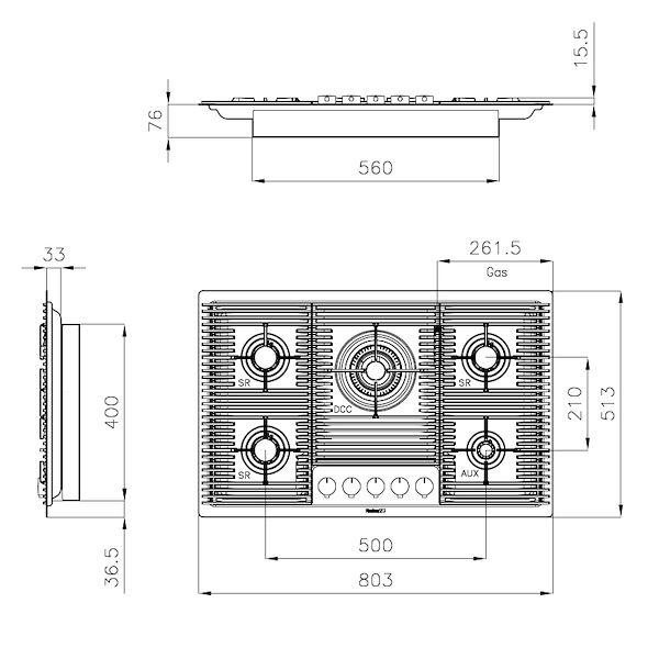 Piano cottura Milanello 5F