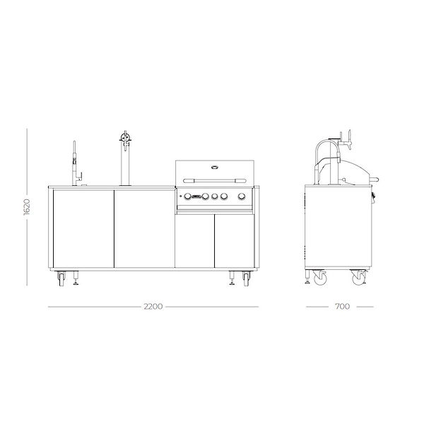 Insieme BBQ + Lavello + Spillatore Bevande